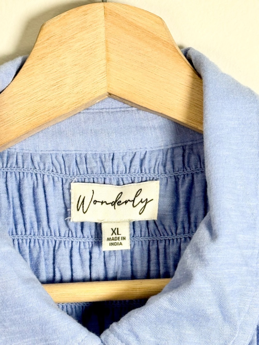 NWT Wonderly Light Blue Textured Knit Button Down Shirt Sz XL - Picture 6 of 11
